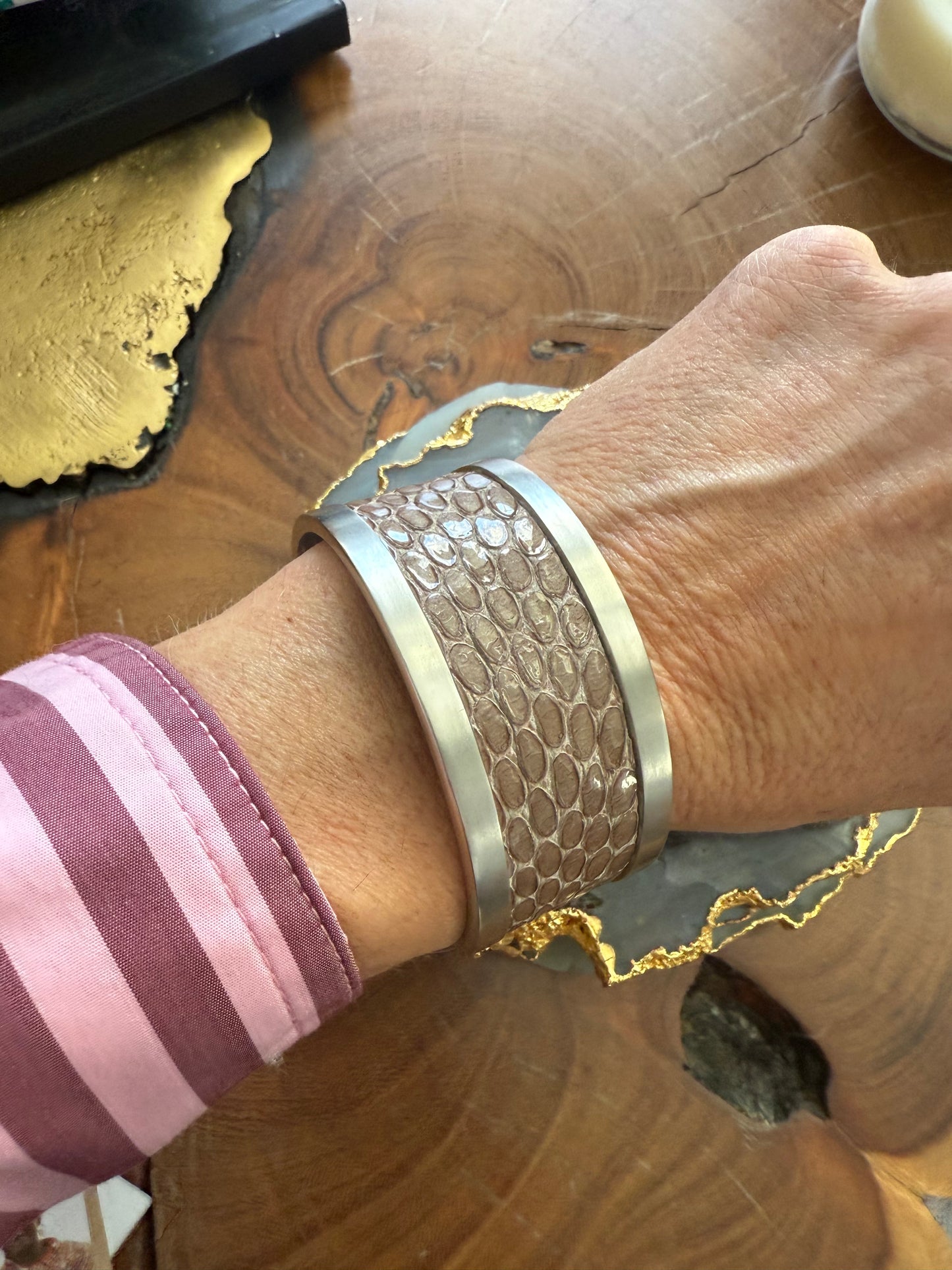 Hyde Forty-seven Medium Rhodium Plated Brushed Bracelet