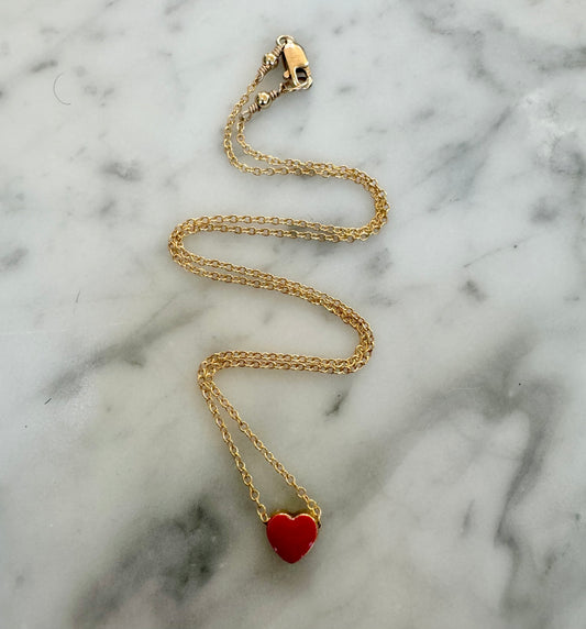 Ruby & Violet Heart Enamel Necklace