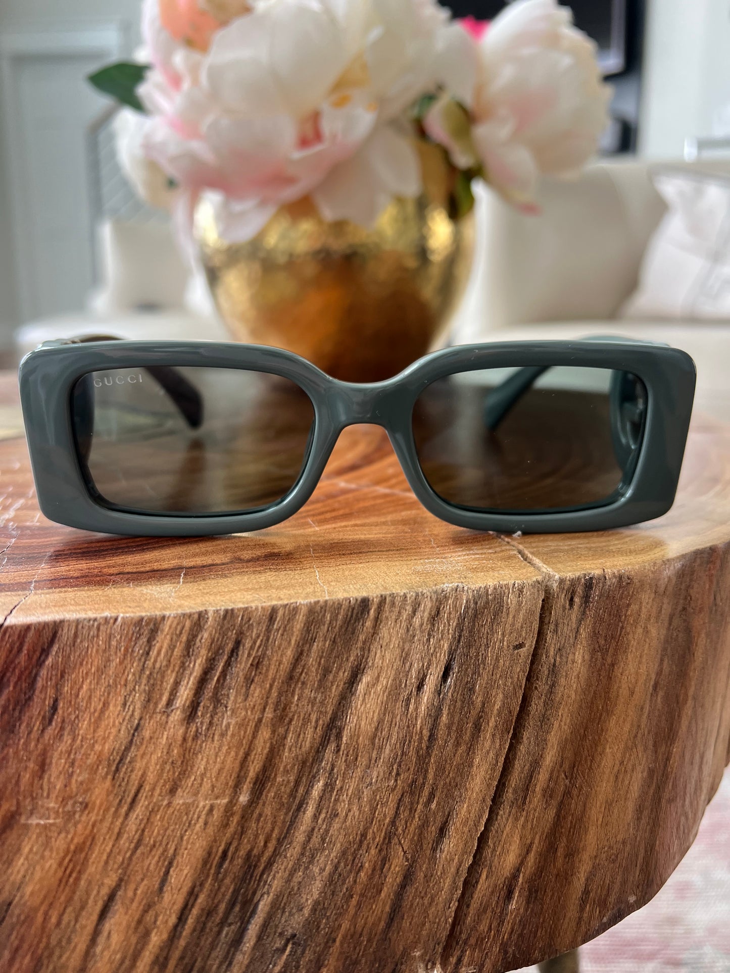 GG Temple Logo Rectangle Sunglasses