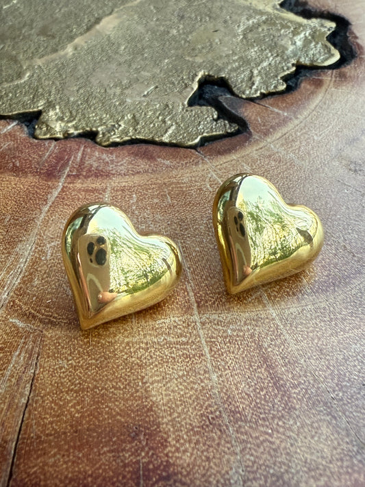 Ruby & Violet Puffy Heart Studs