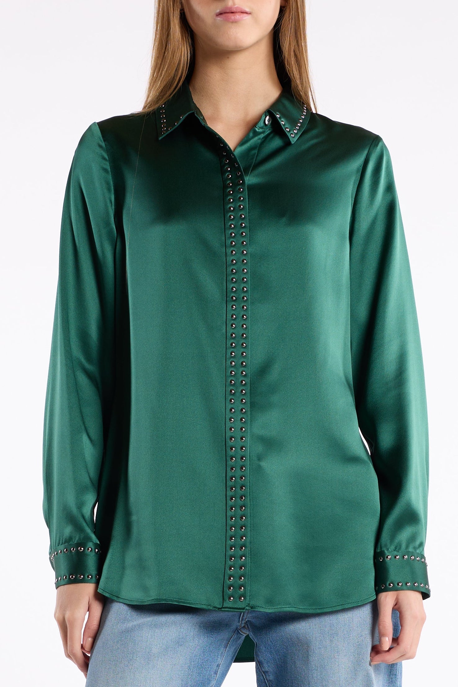 Christy Lynn Klein Top in Cedar, alternate view showing stud detail