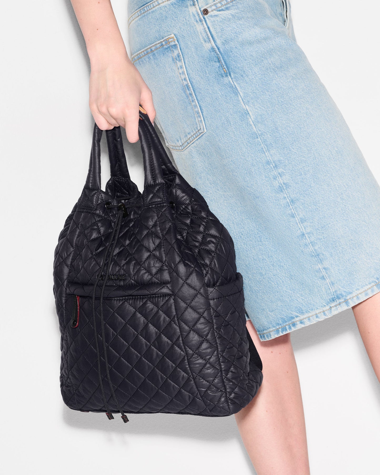 MZ Wallace Metro Convertible Backpack in black, alternate view showing the convertible straps