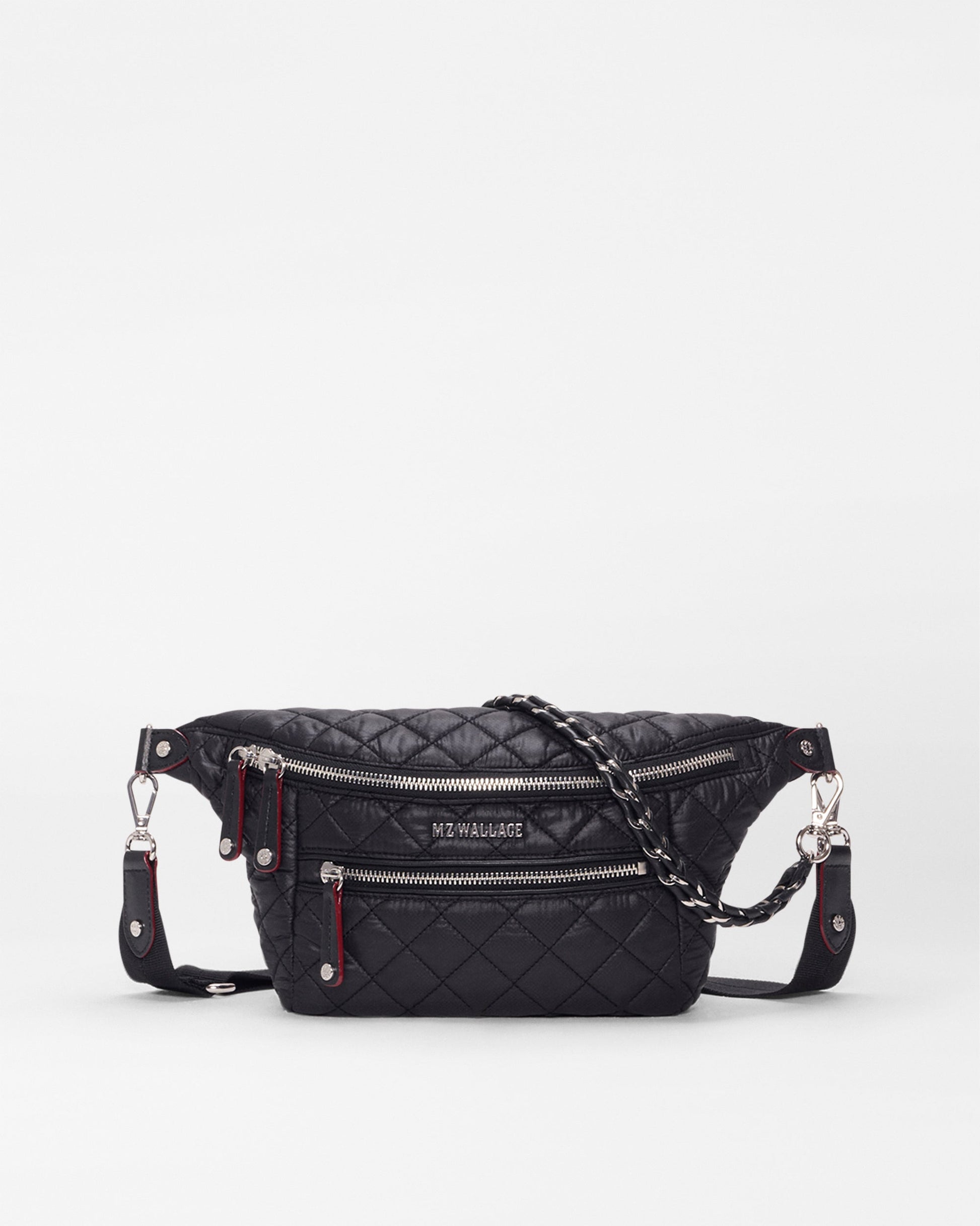 MZ Wallace Small Crosby Crossbody Sling in Black, front view