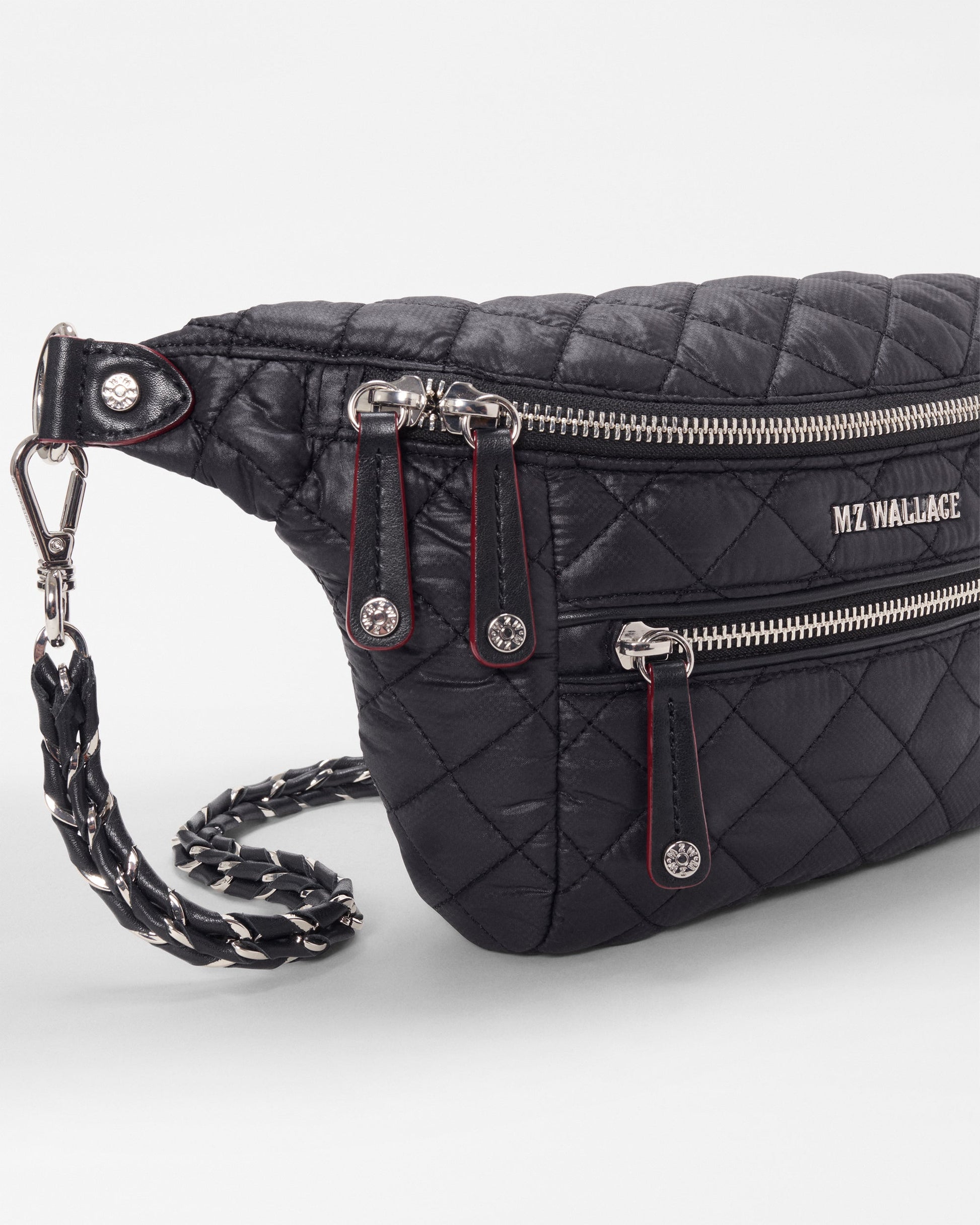 MZ Wallace Small Crosby Crossbody Sling in Black, detail view