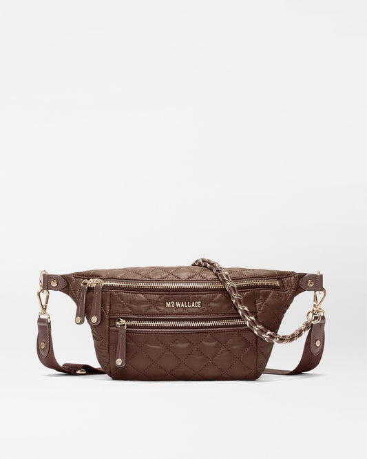 MZ Wallace Small Crosby Sling in Walnut, full front view