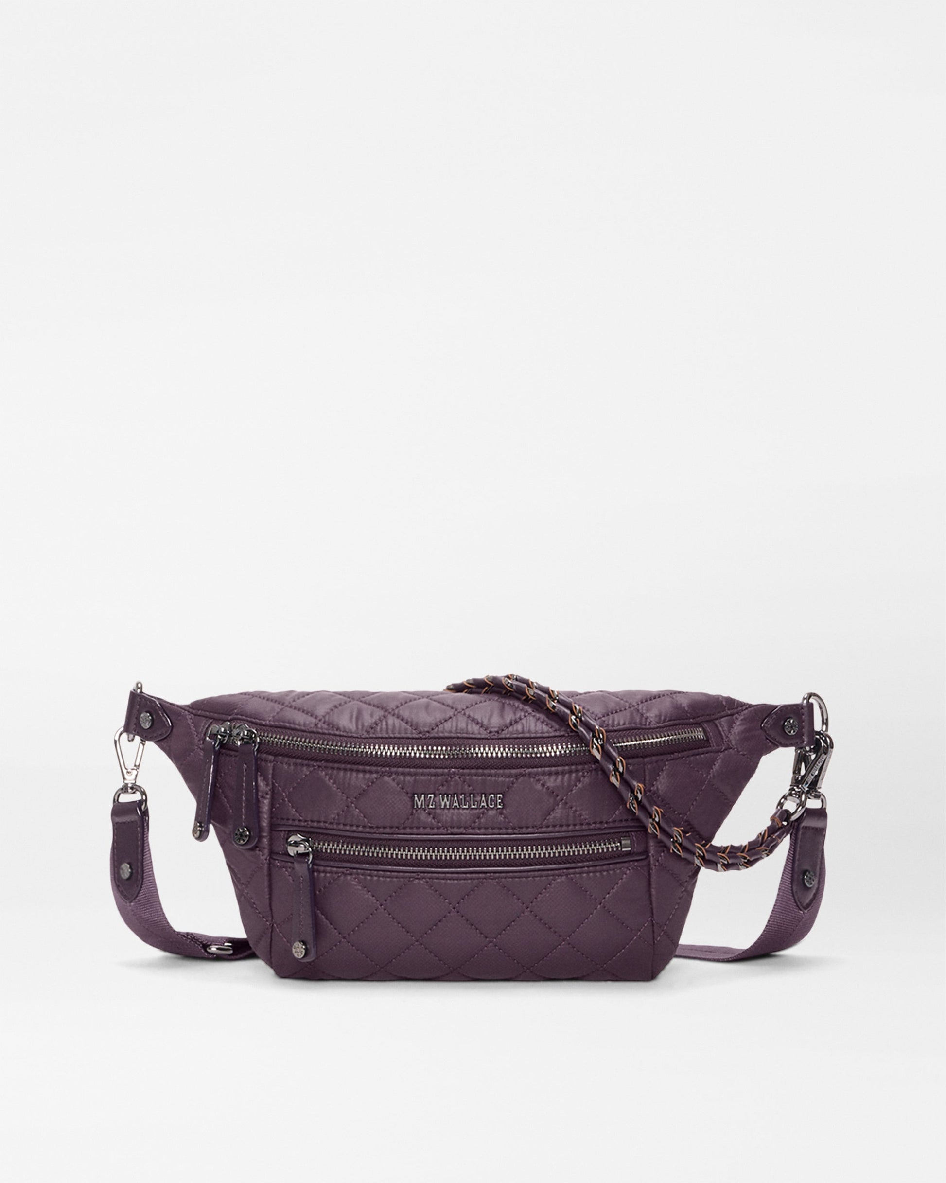 MZ Wallace Small Crosby Crossbody Sling in Raisin, front view