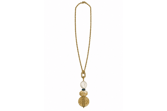 Rachel Nathan Long: Pearl, Topaz and Dendritic Quartz necklace, alternate full view