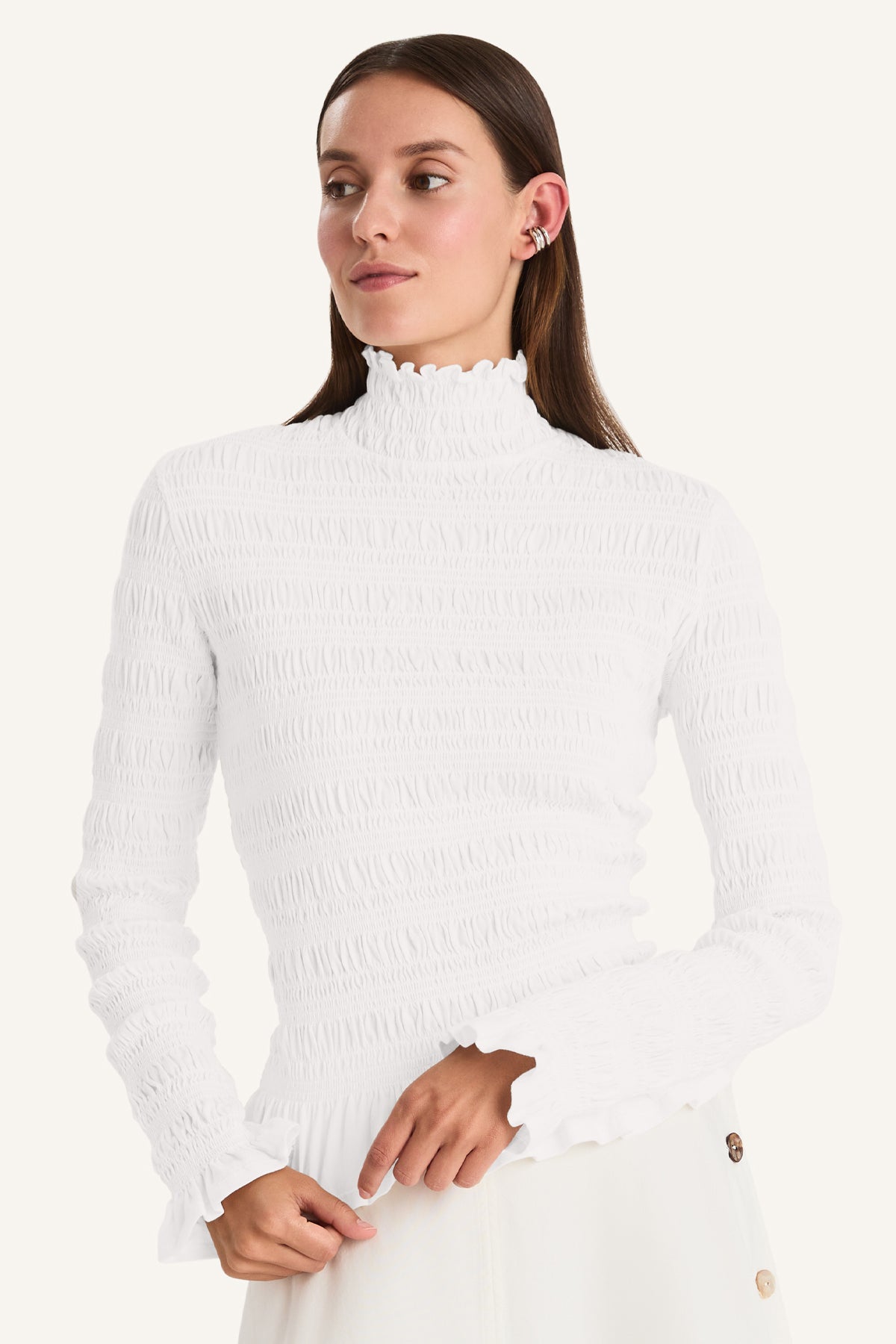 Merlette Kantor Top in White, shown on model