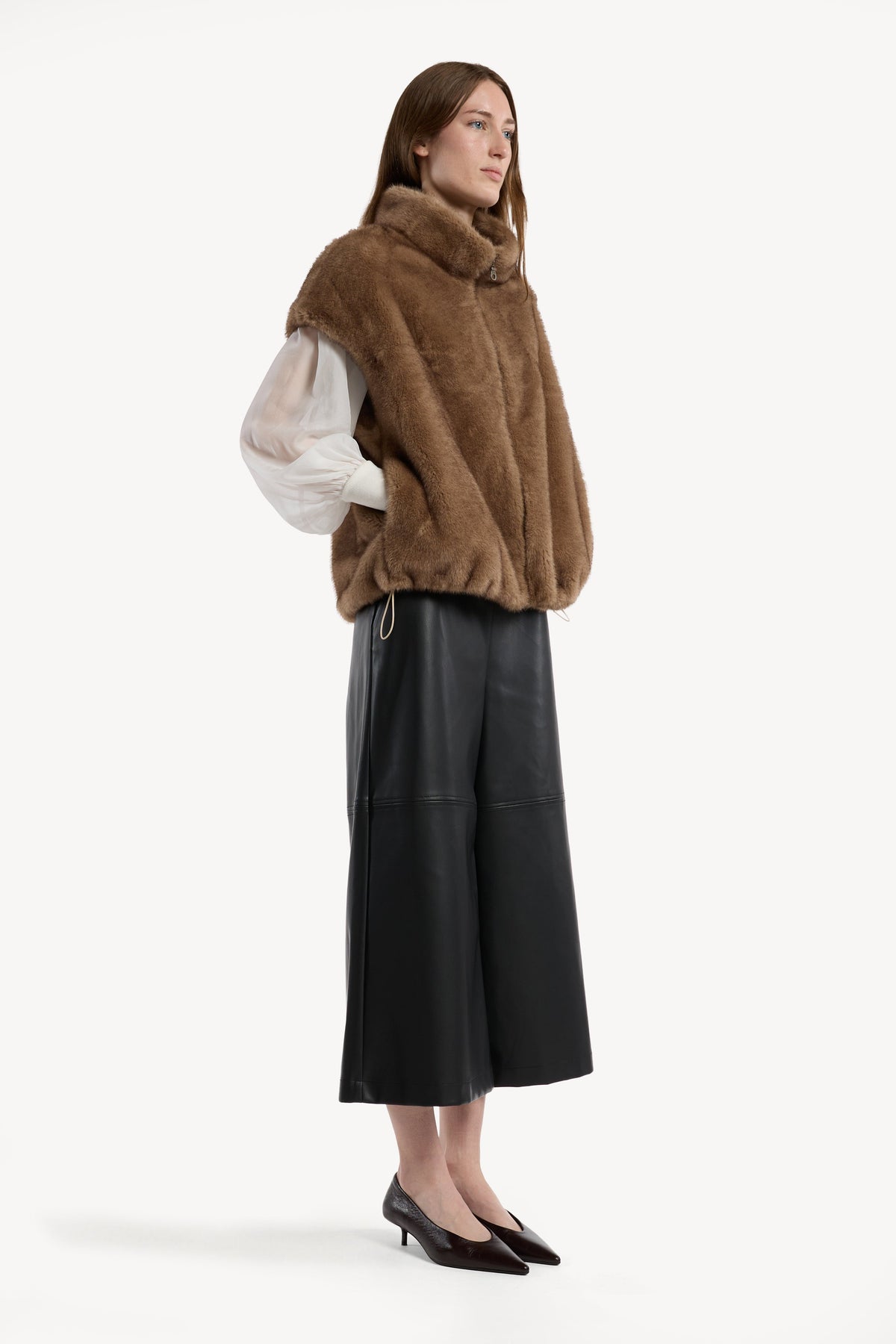 Christy Lynn Victoria Vest in Latte, alternate view on model