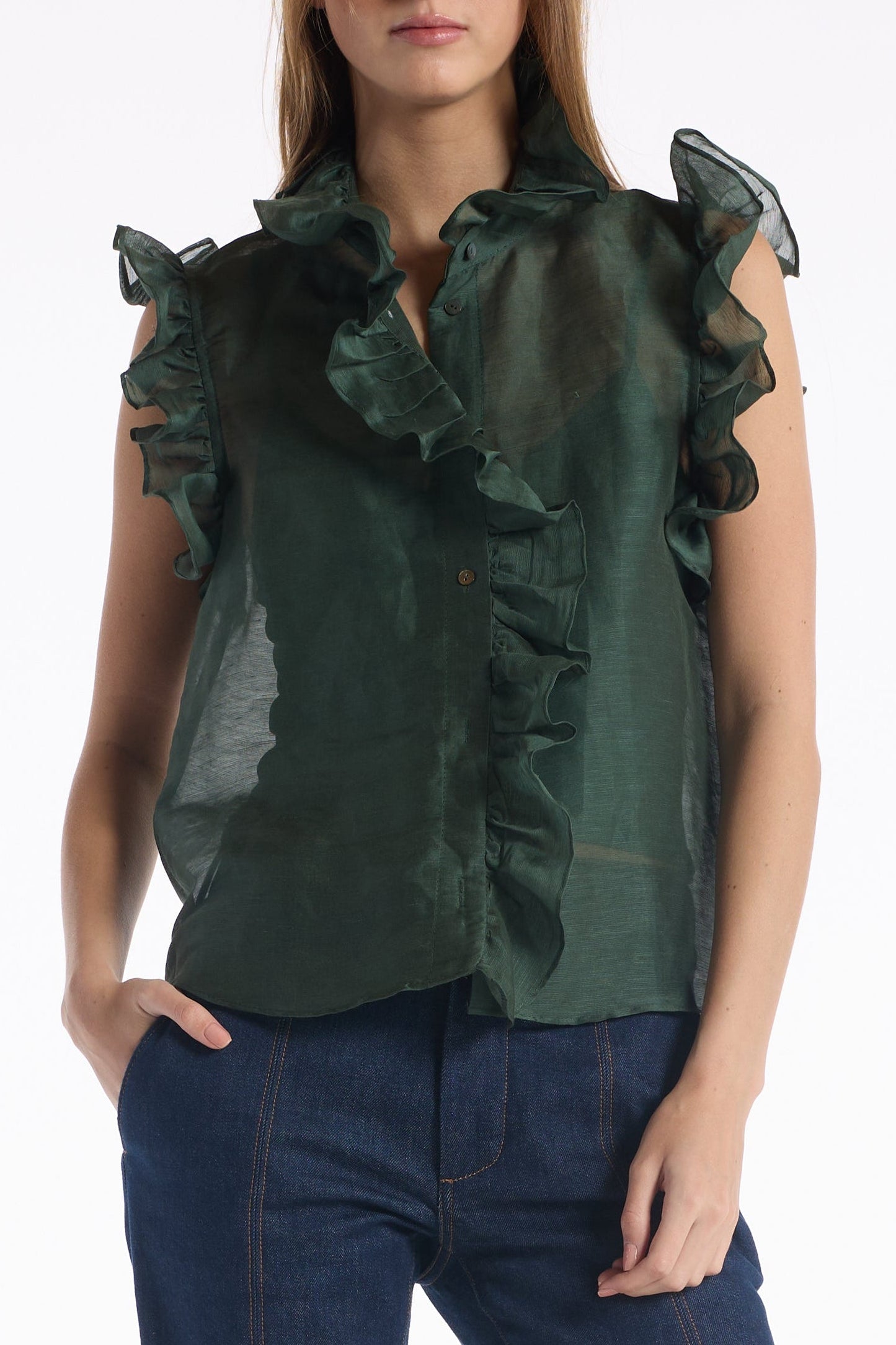 Christy Lynn Marfa Top in Olive, front view on model