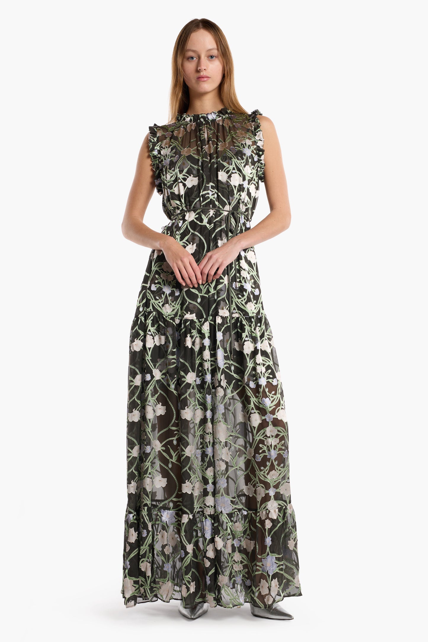 Christy Lynn Damien Dress in Winter Orchid, front view on model