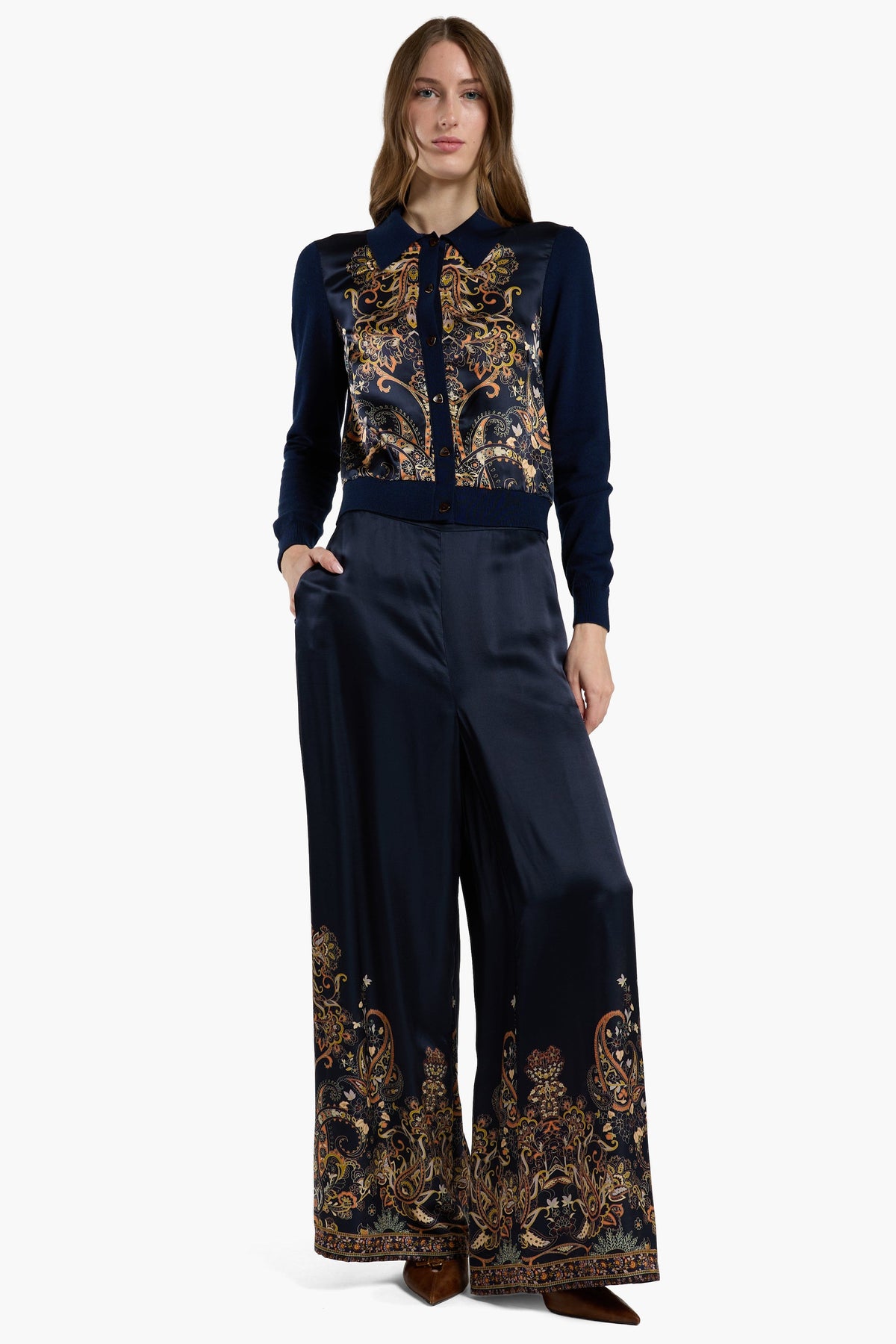 Christy Lynn Marta Pant in Montara Navy, shown on model