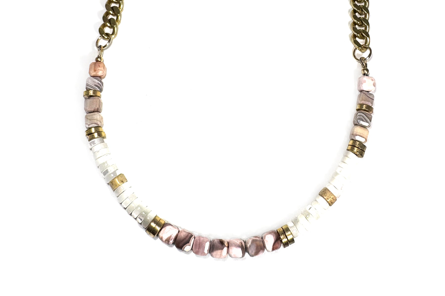 Rachel Nathan Pink Botswana Agate & Mother of Pearl necklace