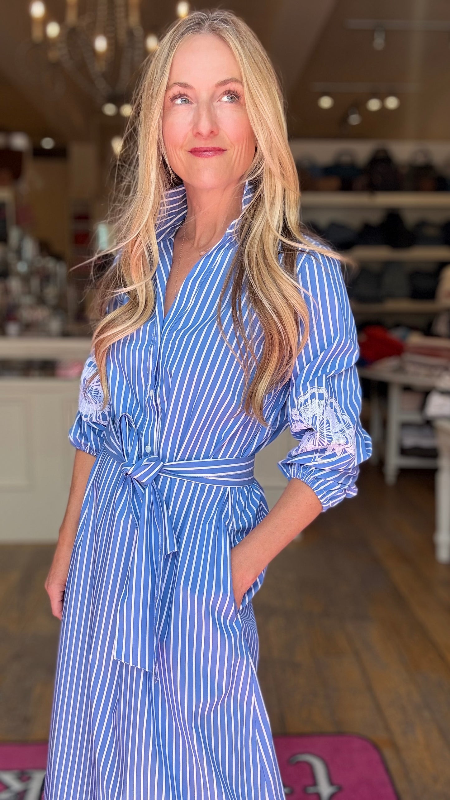 Caliban Stripe Midi Dress