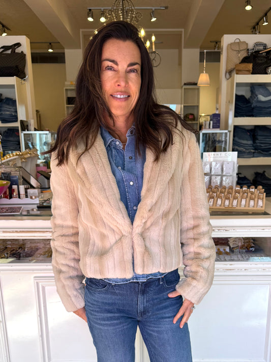 L'Agence Davy Crop Plush Jkt