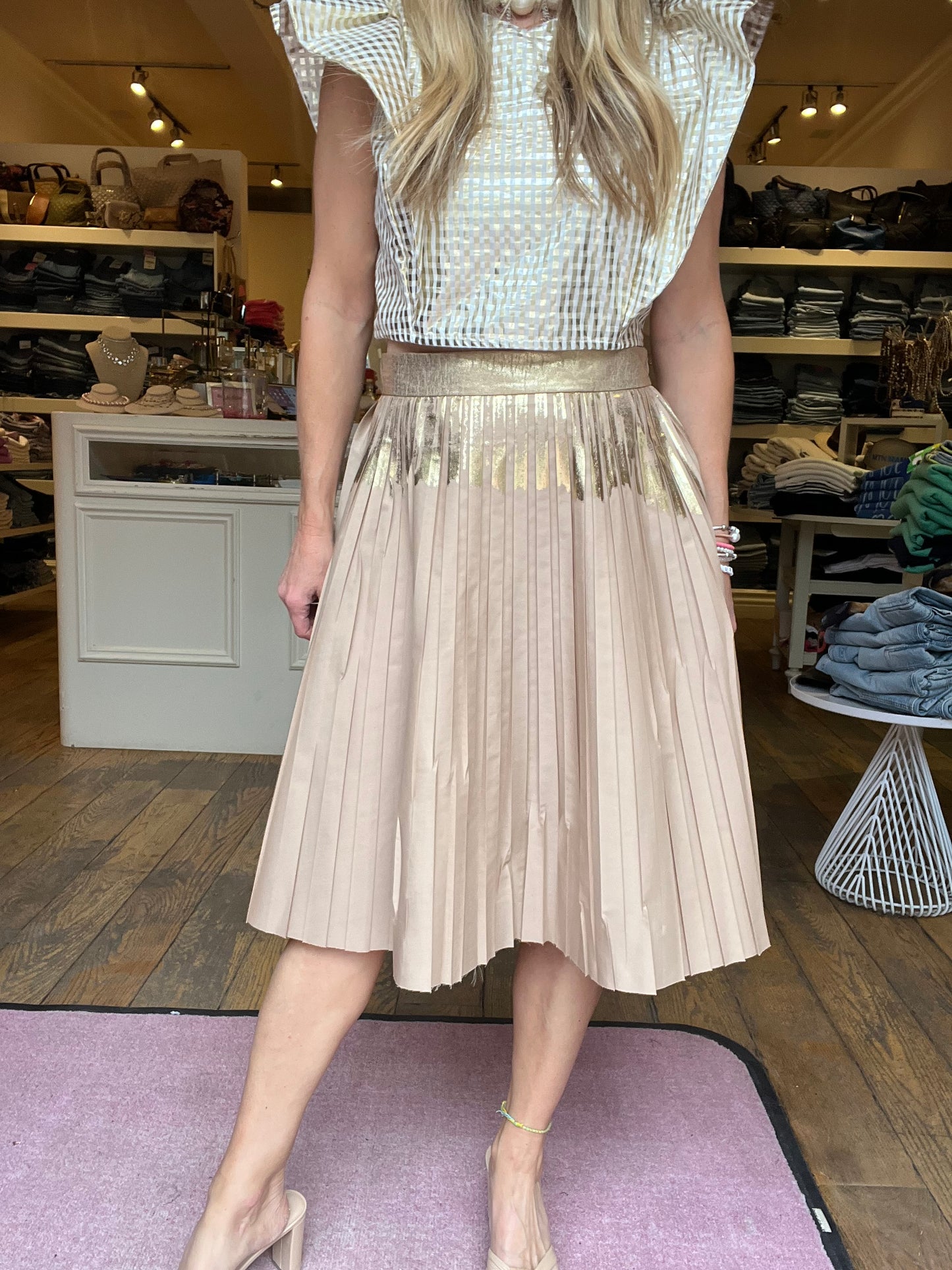 Nude Gold Foil Skirt