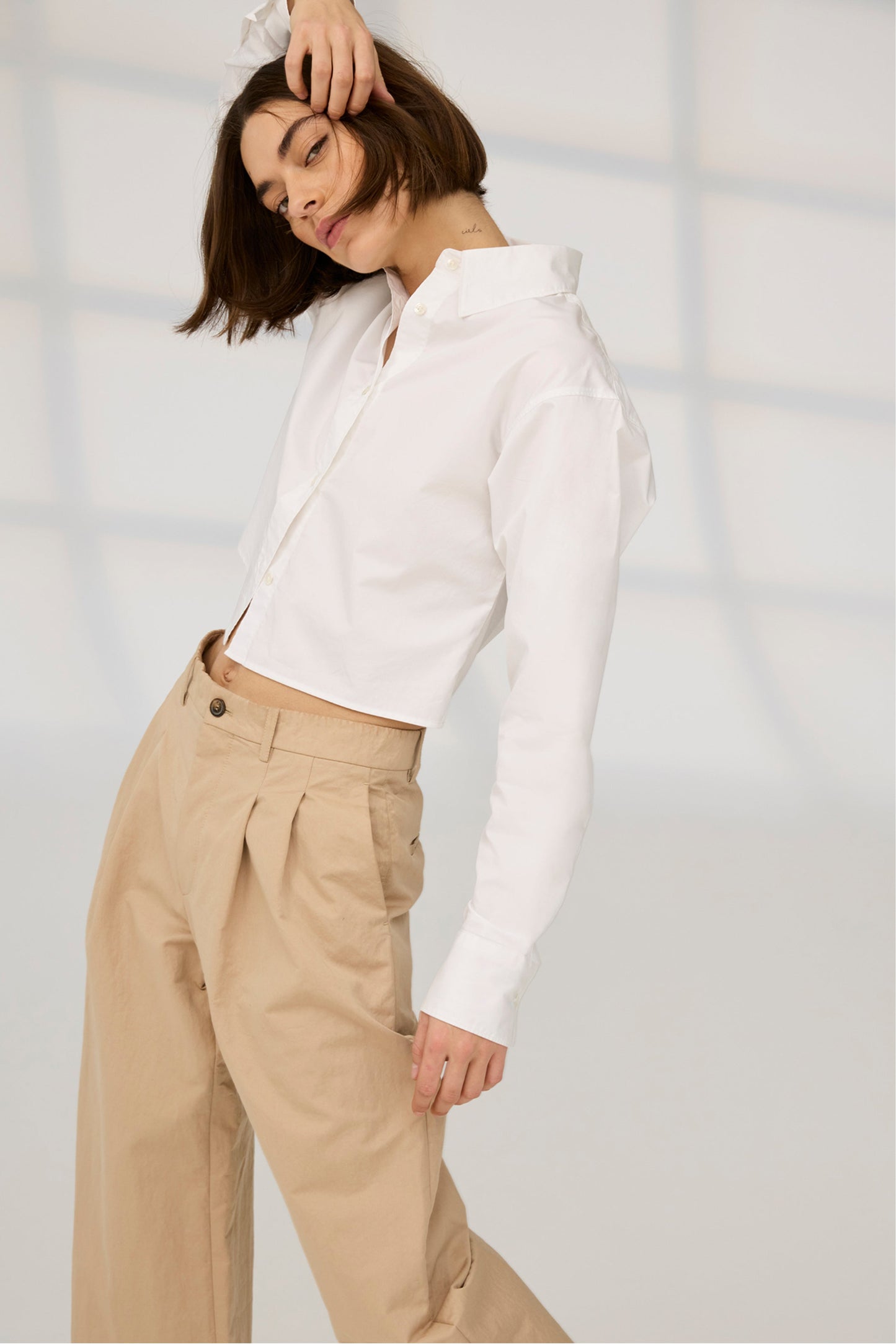 Sold Out NYC The Cropped Everything Shirt in White, detail view