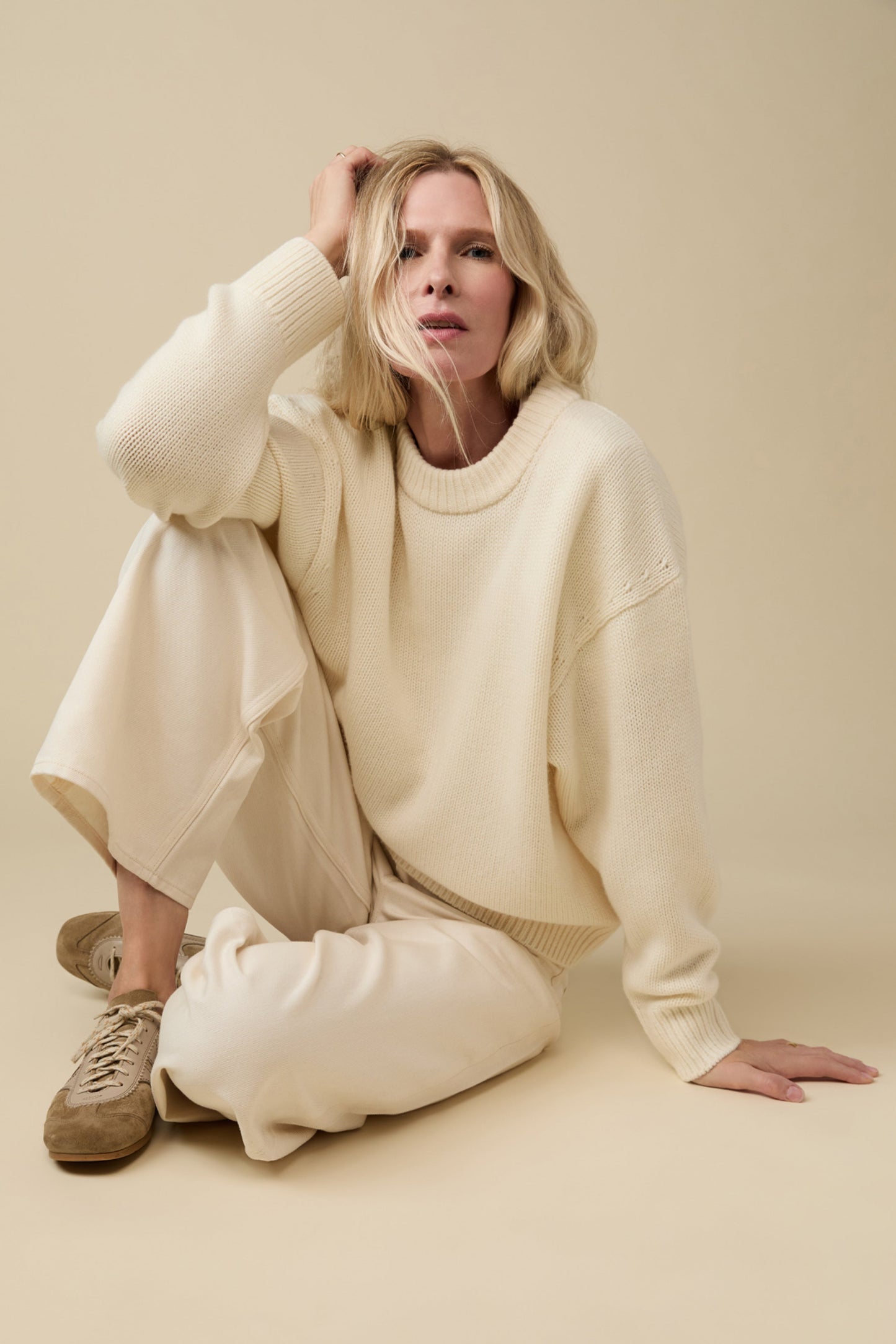Sold Out NYC The Cashmere Signature Crew in Cream, alternate view