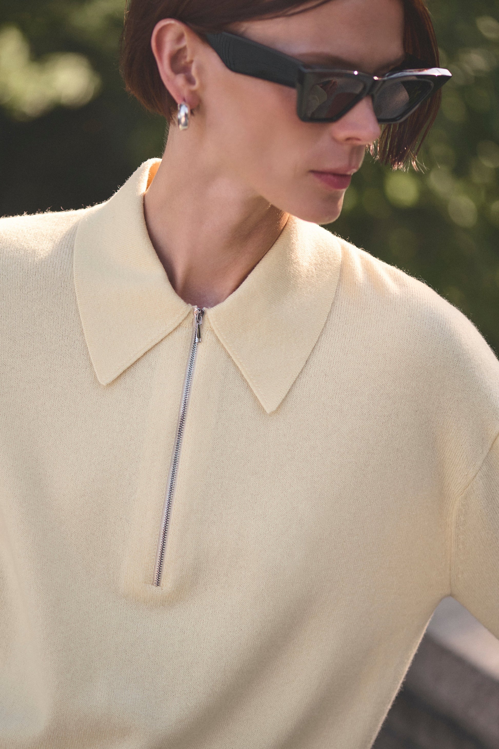 Sold Out NYC The Cashmere Zip Polo in Butter, alternate view