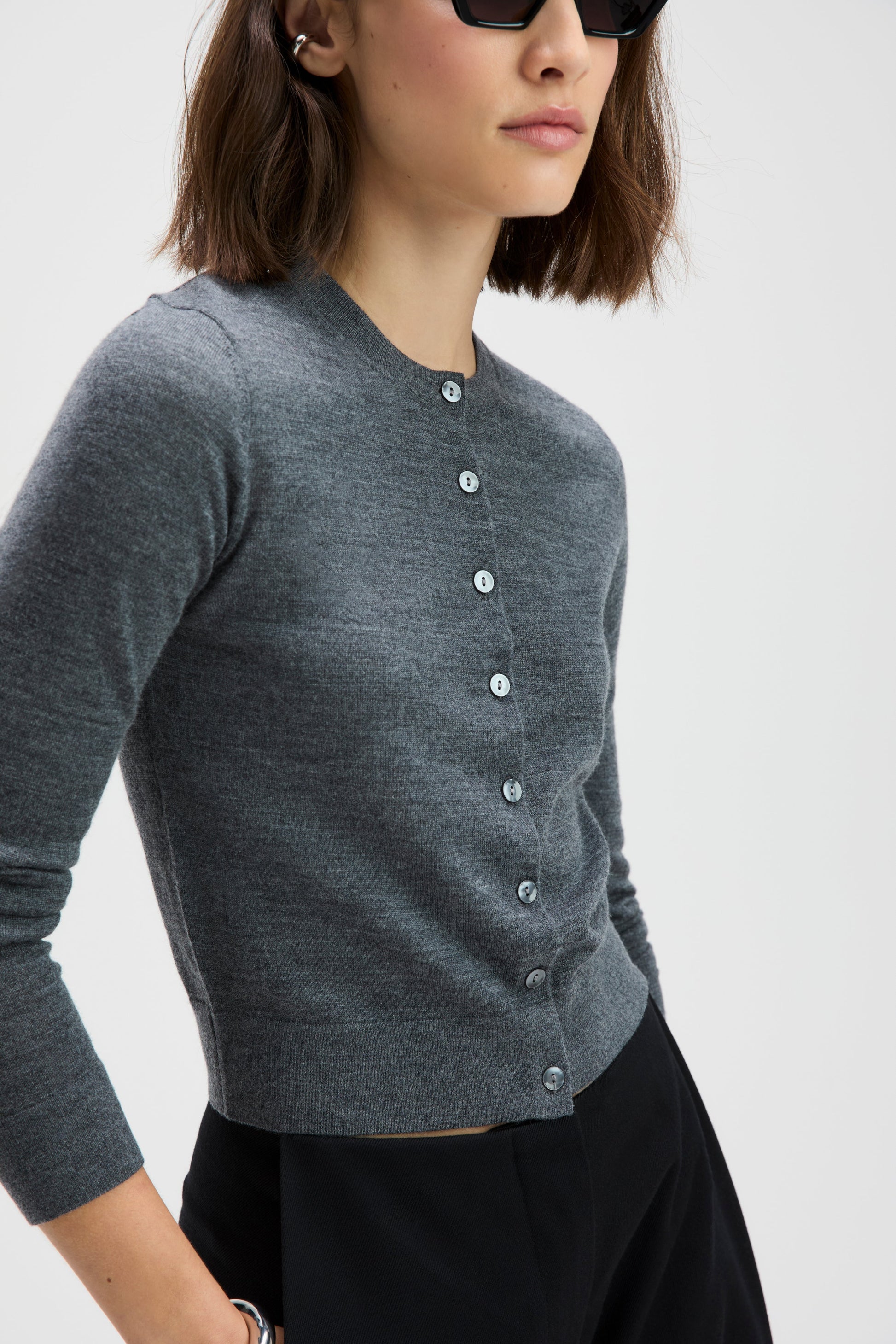Sold Out NYC The Refined Cardi in Charcoal, alternate view