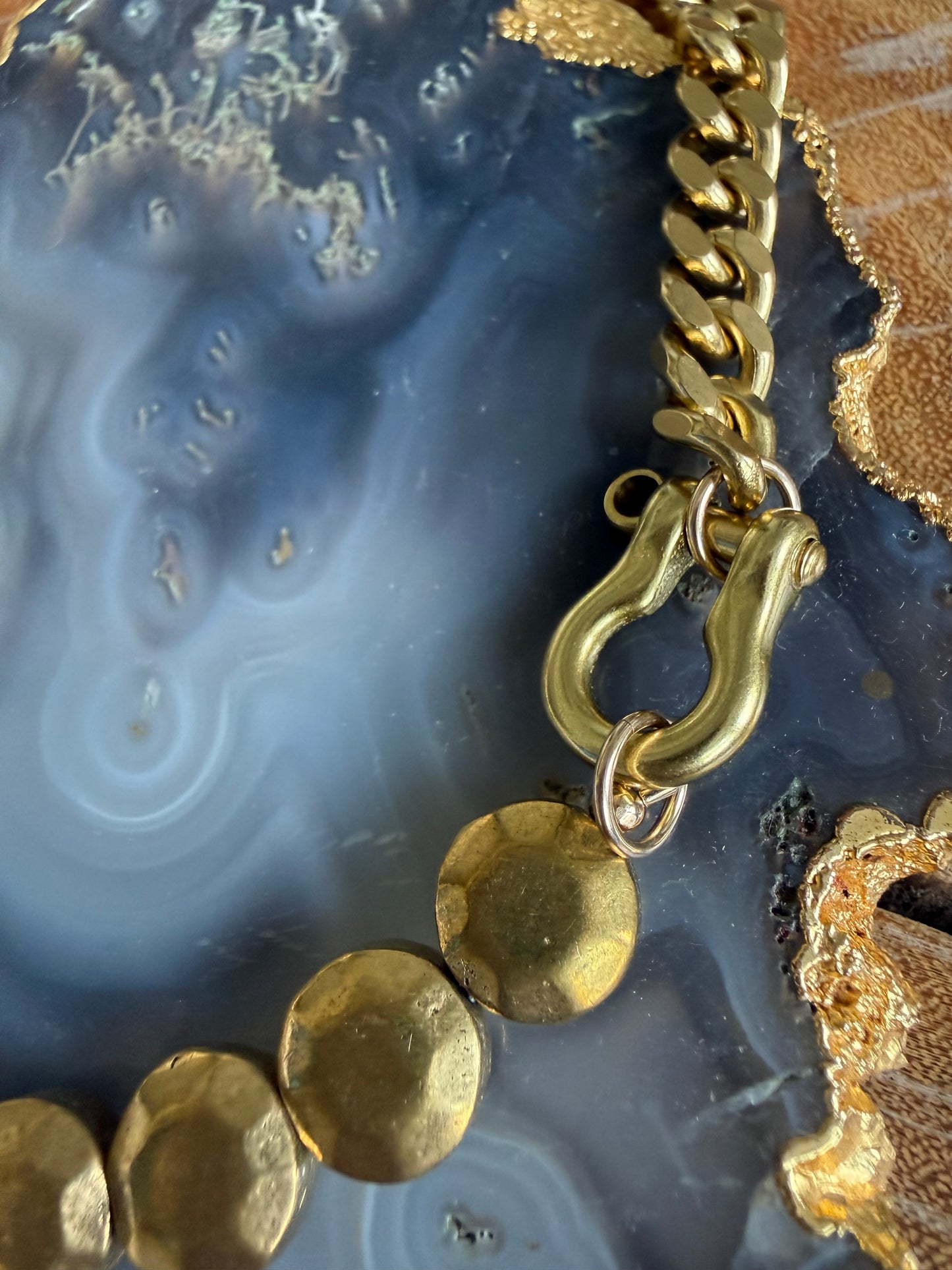 Rachel Nathan Beaded Shackle Single Sand Dollar Necklace