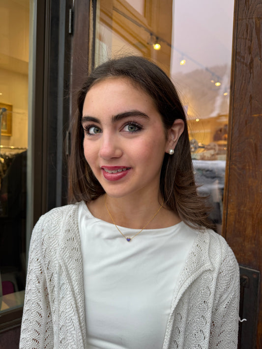 Ruby & Violet Purple Heart Enamel Necklace