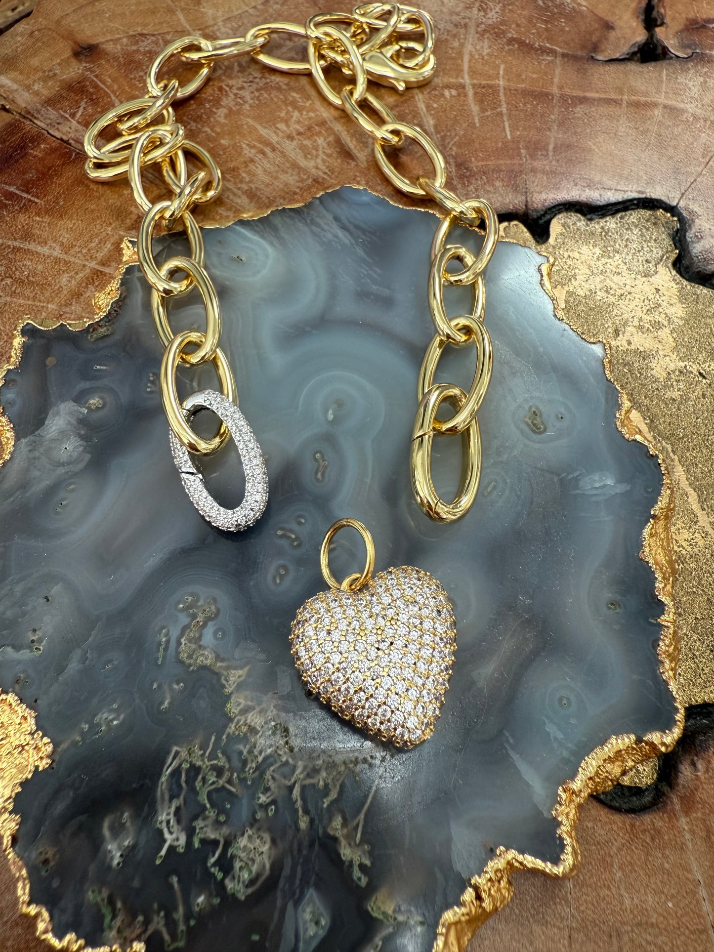 Lauren Amble Pave Puffy Heart Necklace