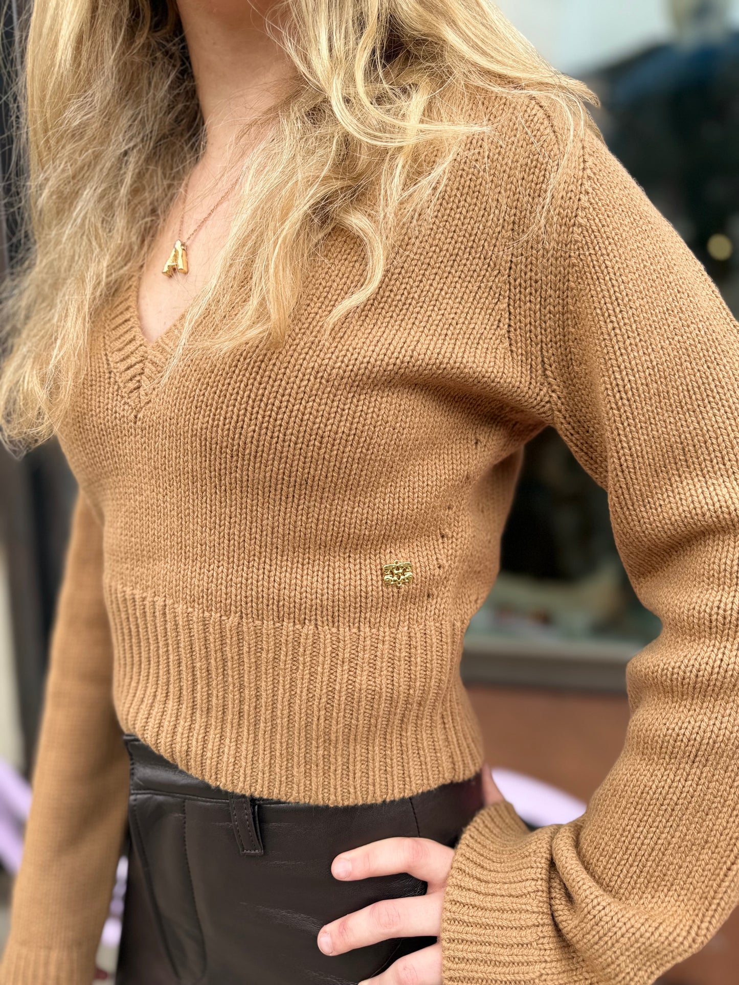 GANNI Deep V Sweater