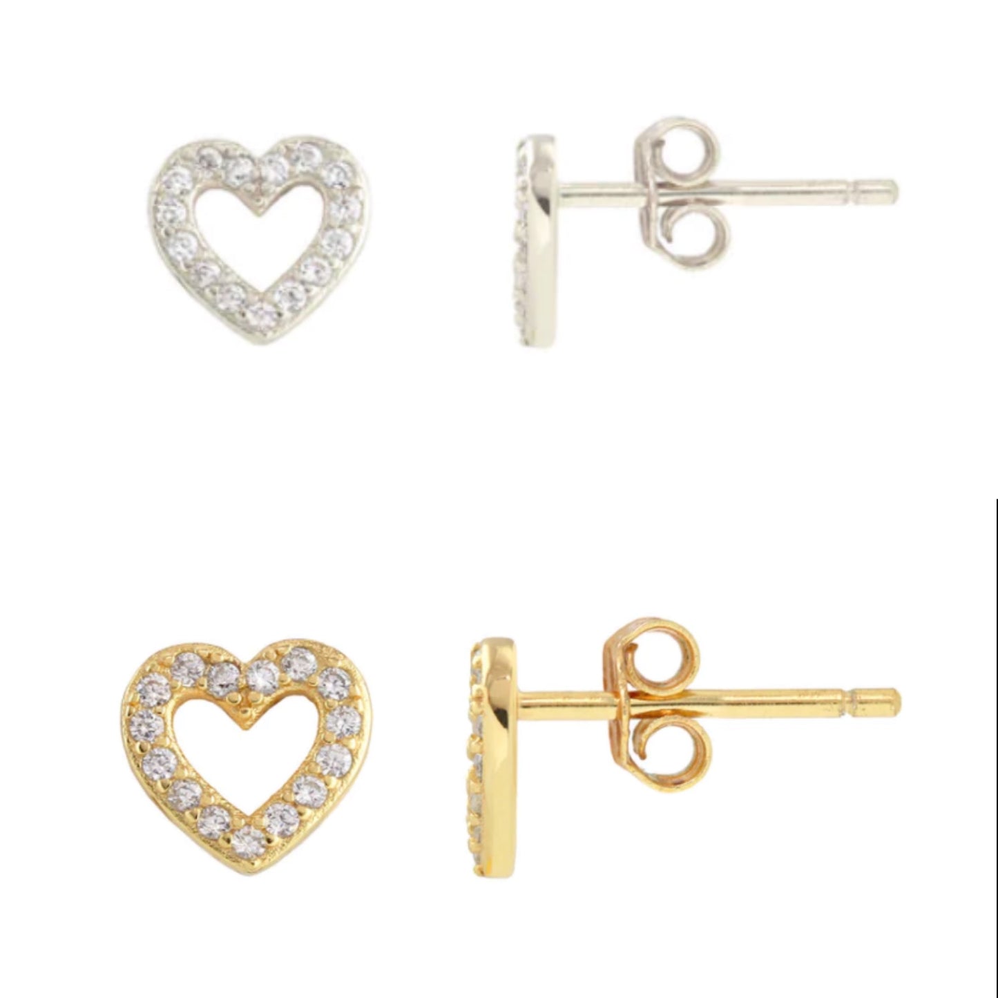 Kris Nations Pave Heart Outline Studs