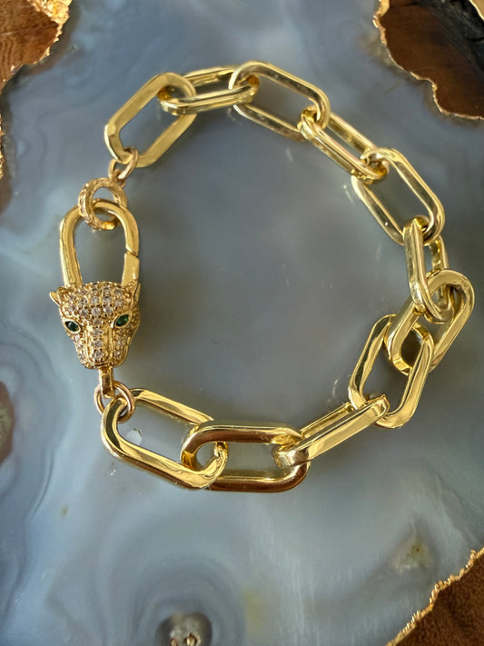 Ruby & Violet Pave Leopard Link Bracelet