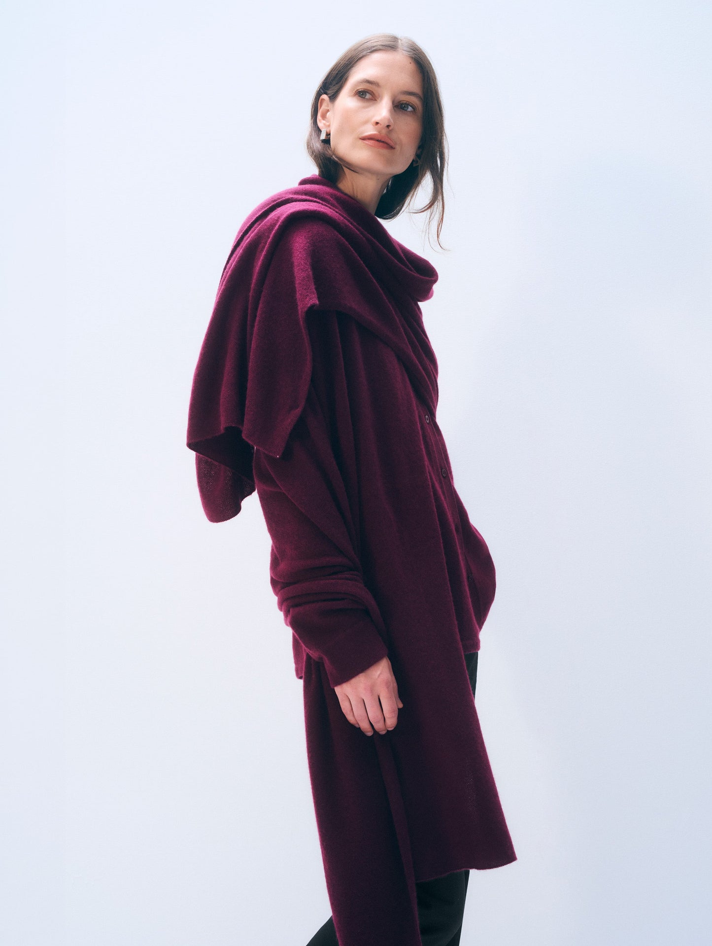 White + Warren Cashmere Travel Wrap in Sangria, alternate view