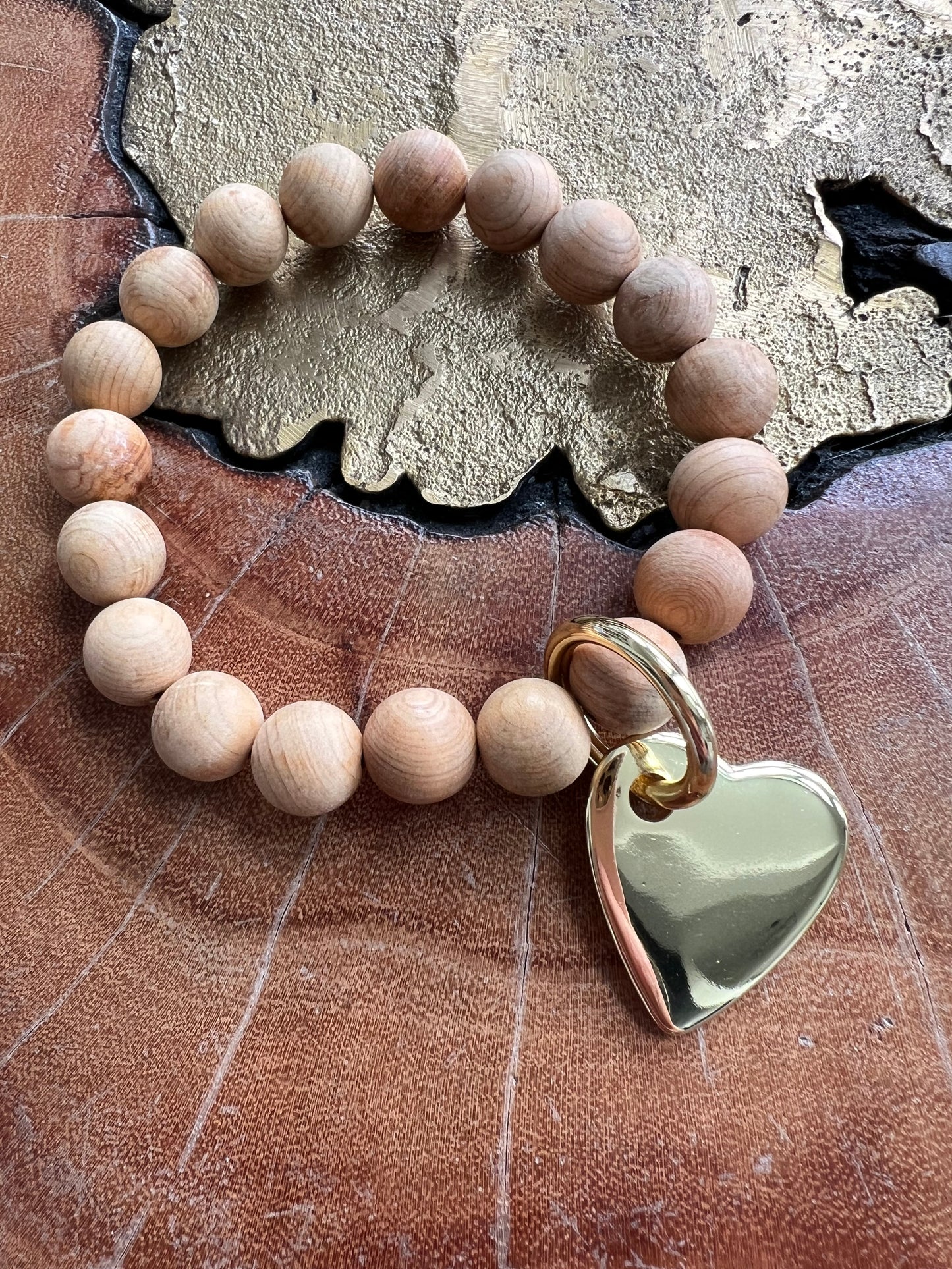 Lauren Amble Wood Heart Bracelet