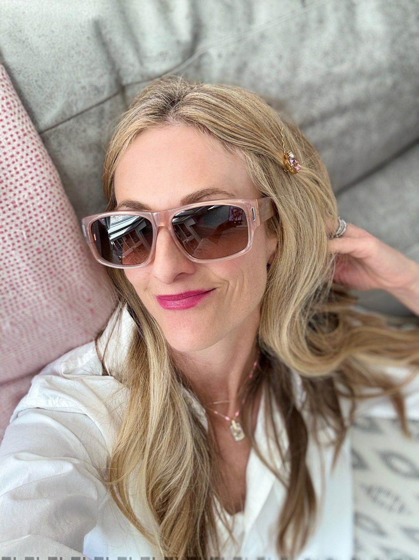 YSL Wide Clear Nude Sunglasses