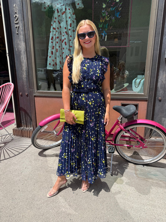 self-portrait Floral Chiffon Midi Dress