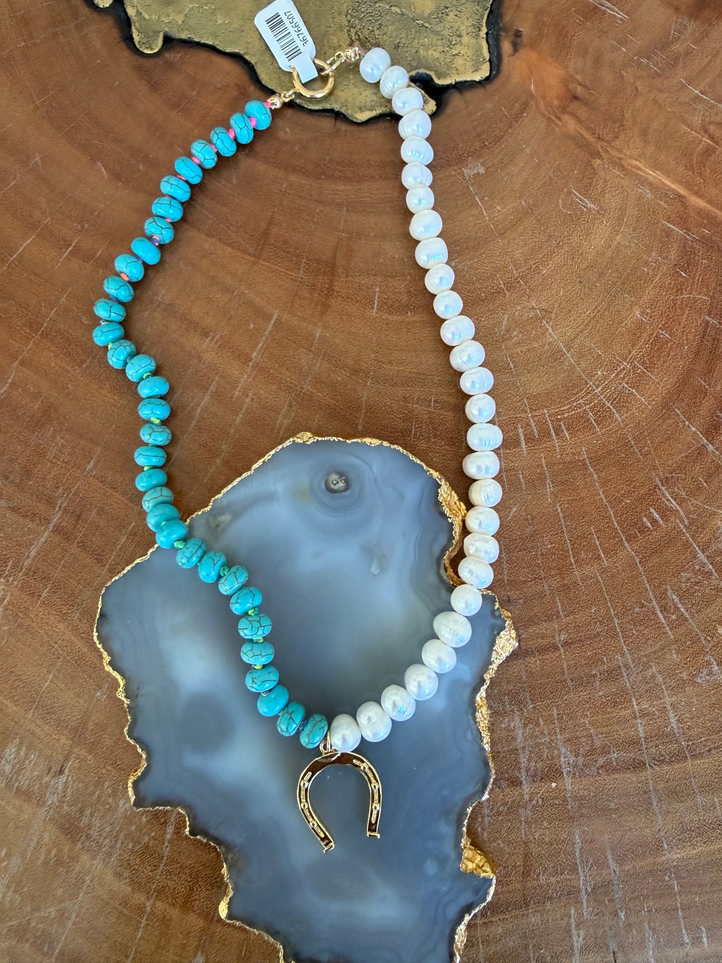Gems by SJ Turq Pearl Horseshoe Necklace