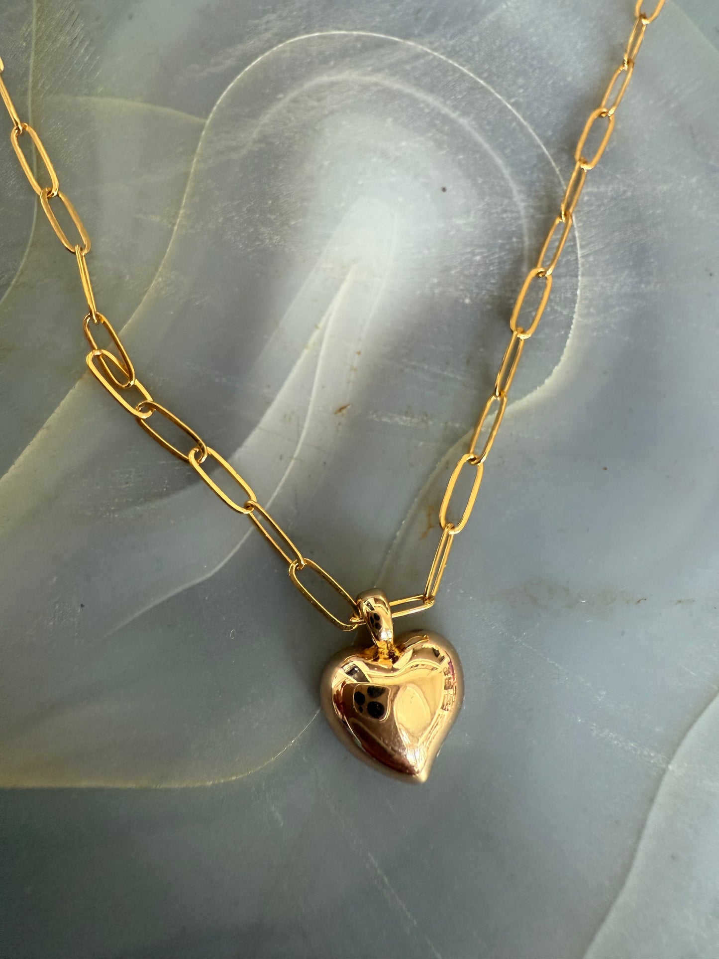 Ruby & Violet Puffy Heart Chain Necklace
