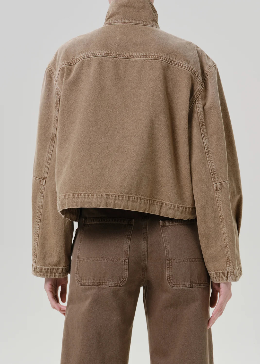 Citizens of Humanity Funnel Collar Barn Jacket in Tan, back view