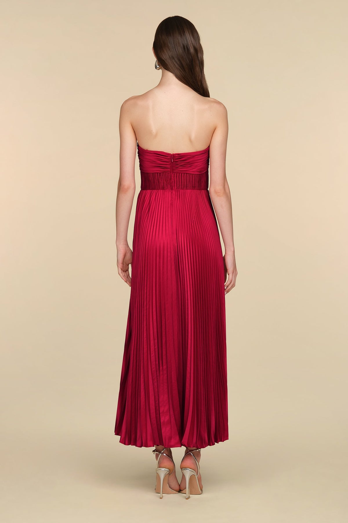 AMUR Belle Dress in Cranberry Red, alternate view