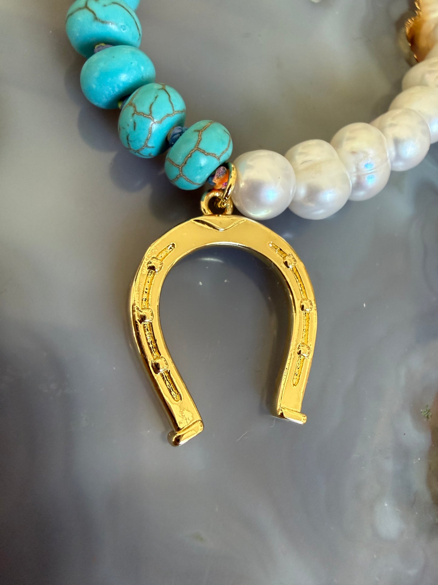 Gems by SJ Turq Pearl Horseshoe Necklace