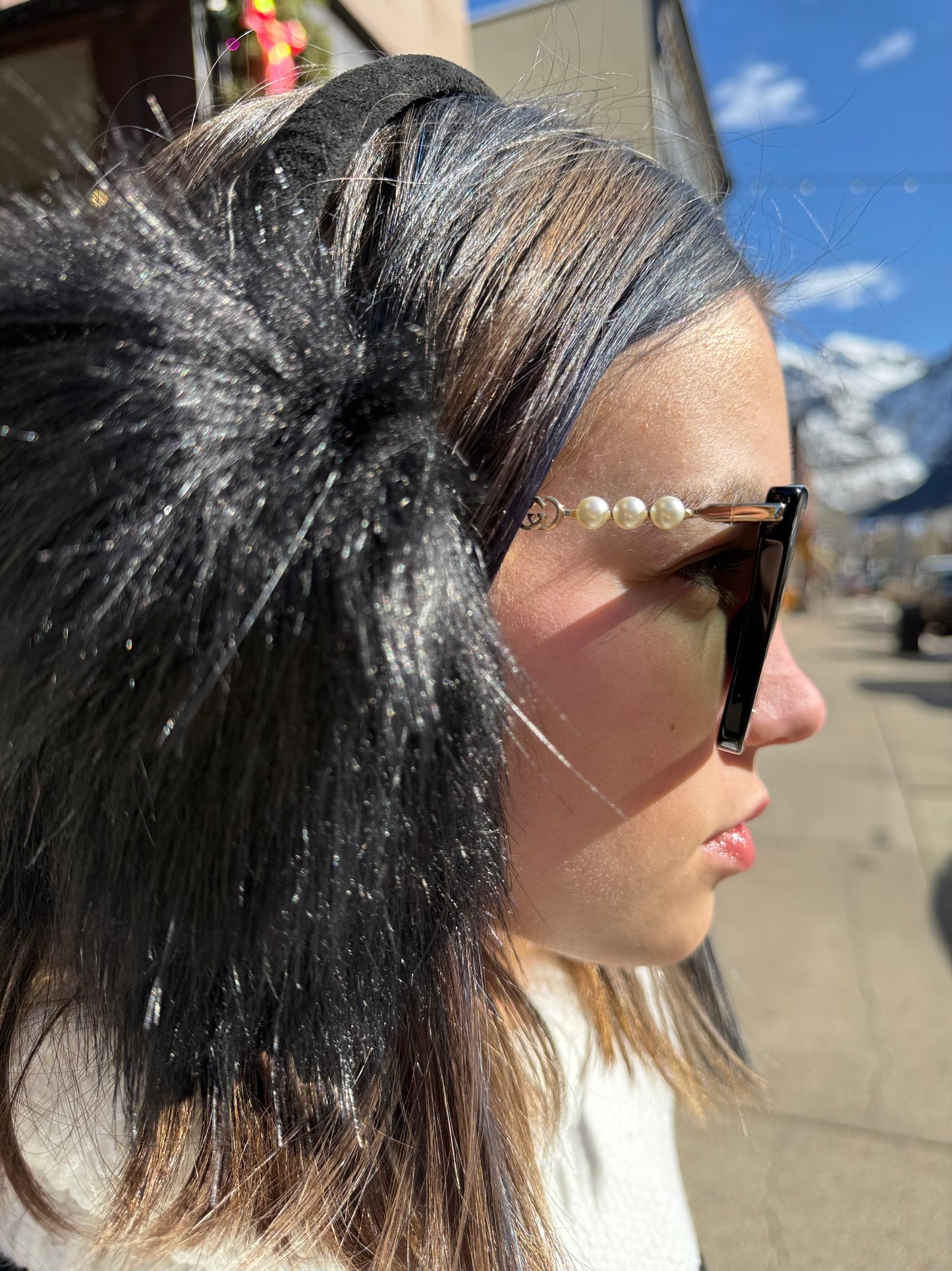 GG Pearl Trapezoid Sunglasses