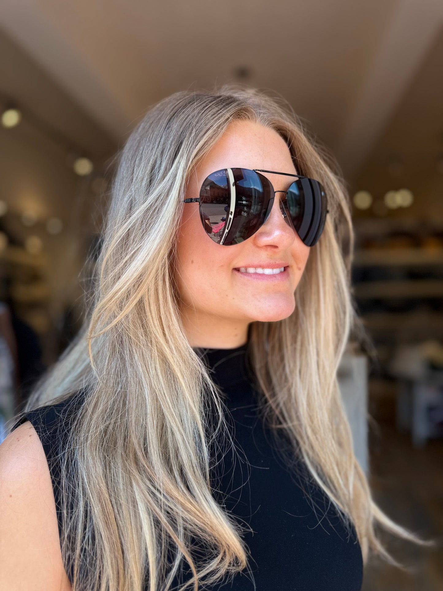 Gucci Black Aviator Sunglasses