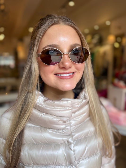 YSL Brown Round Sunglasses