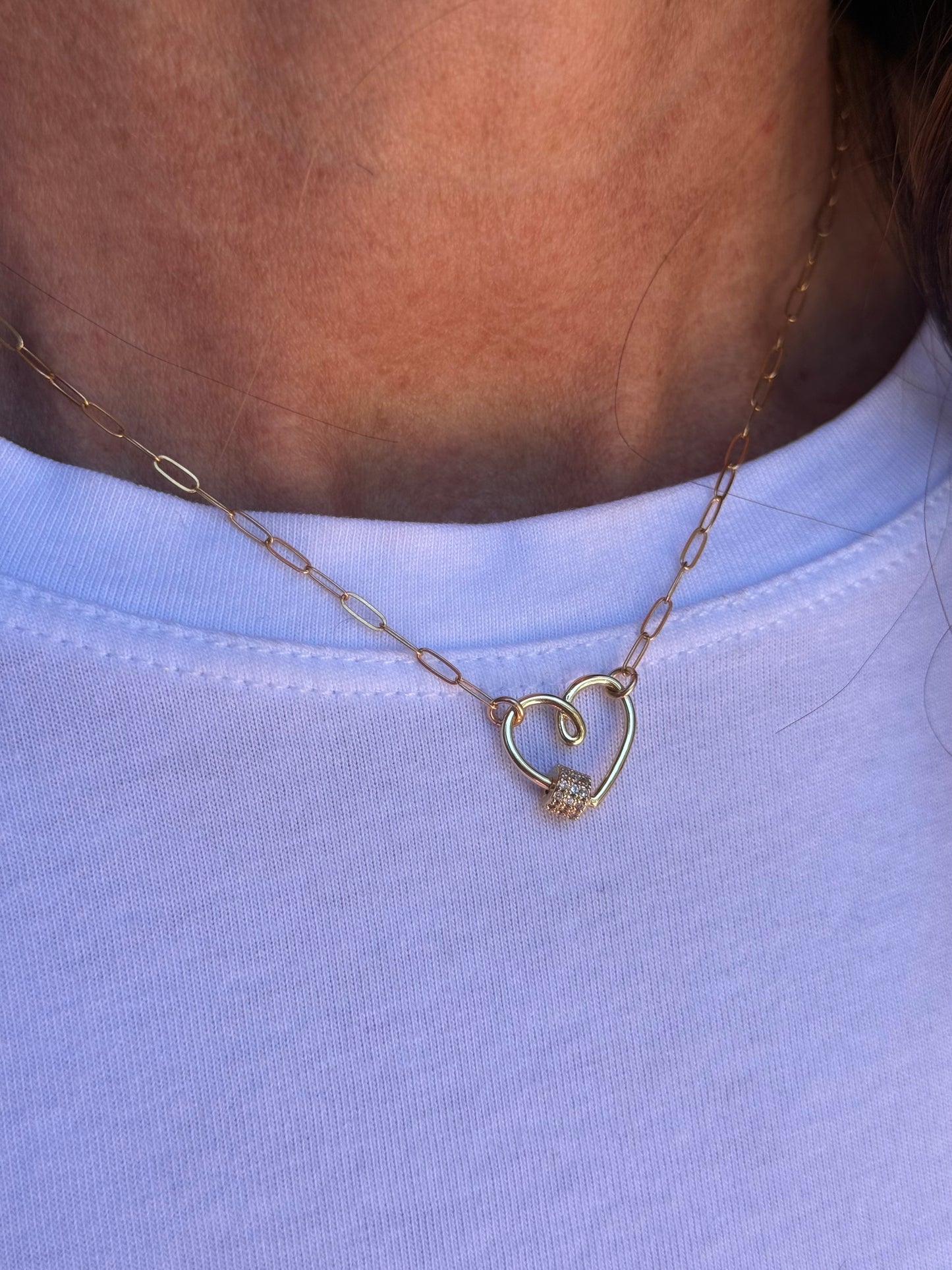 Ruby & Violet Pave Heart Lock Necklace