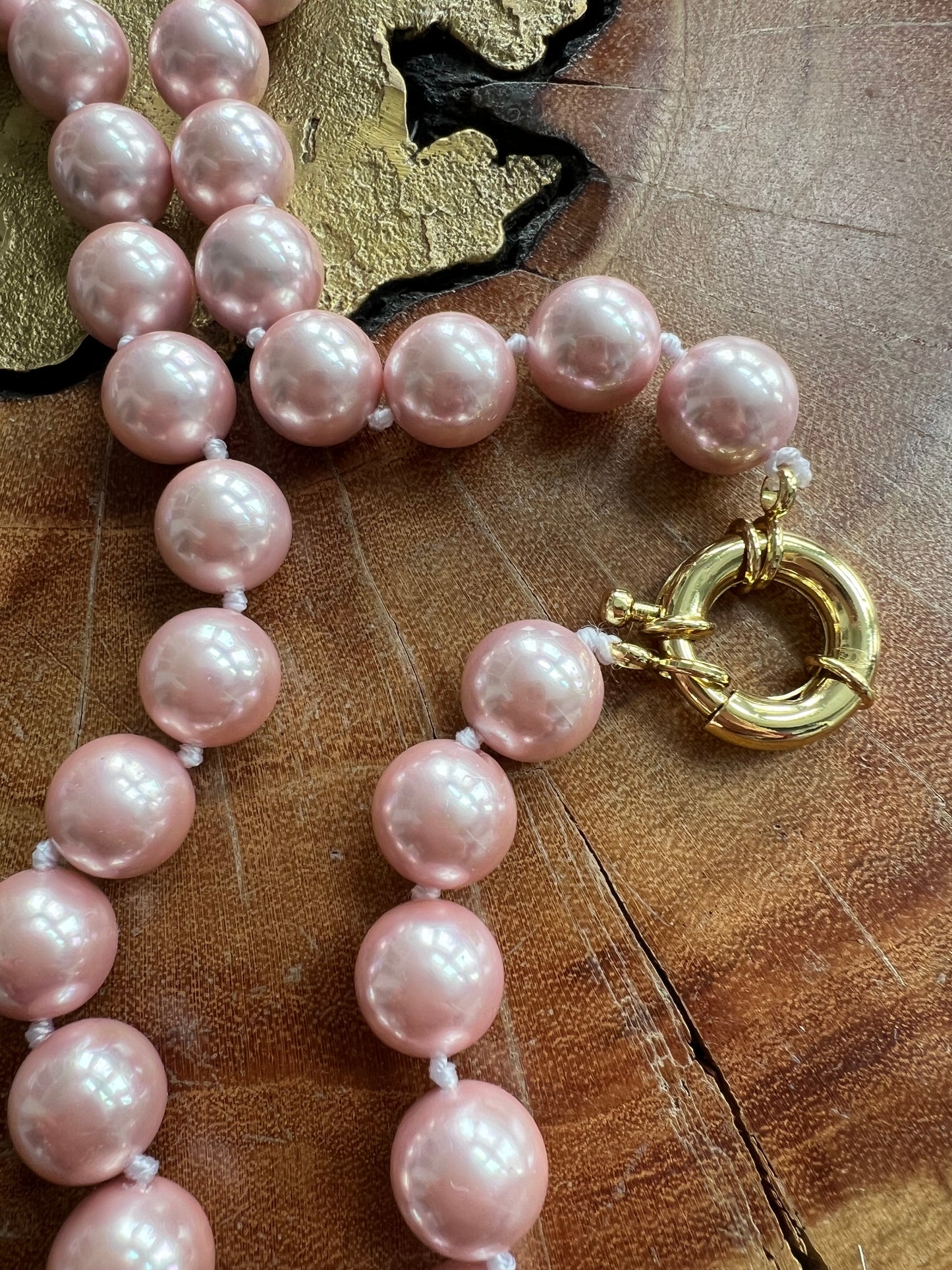 Lauren Amble Pink Shell Pearl Necklace Long