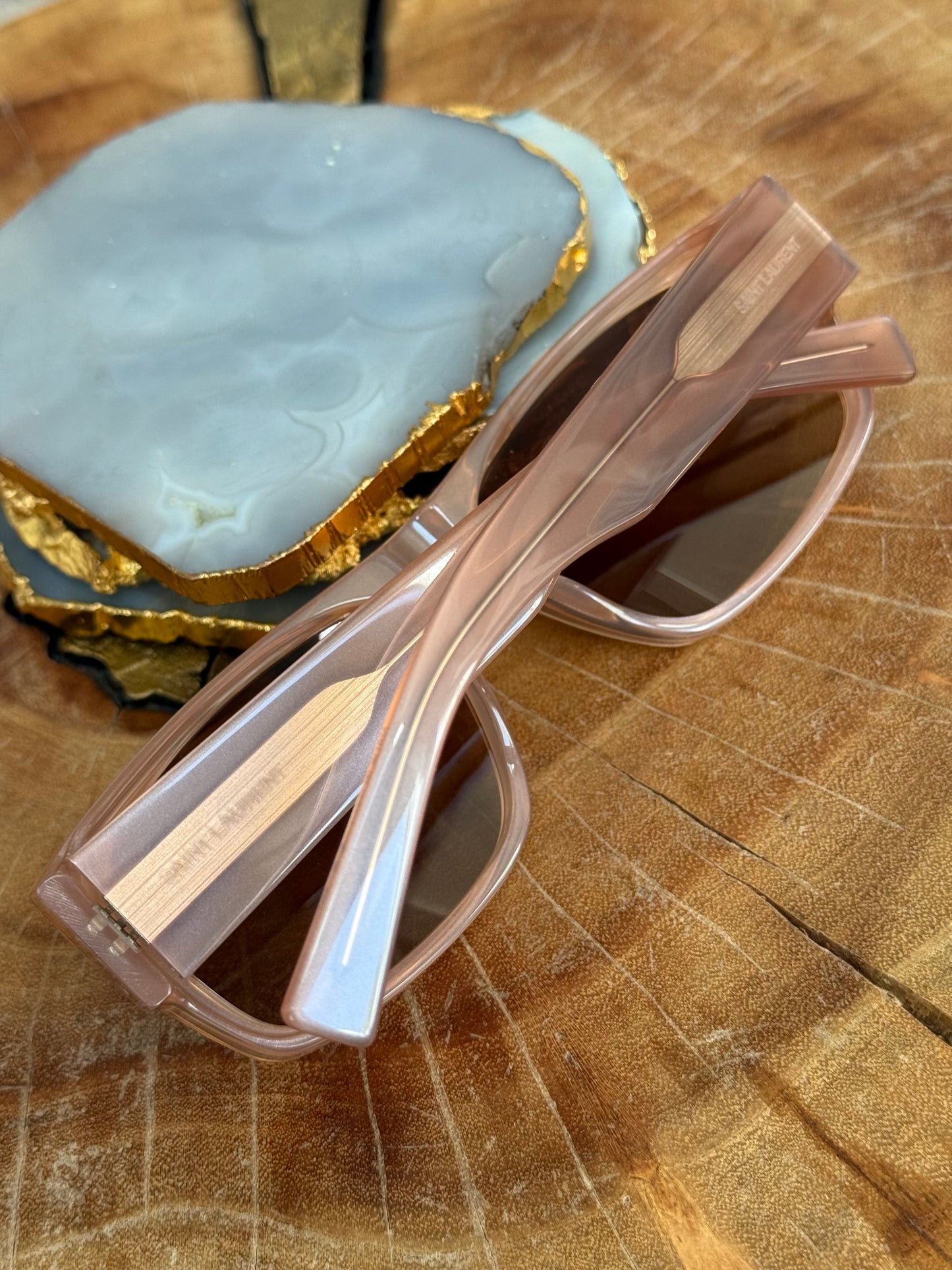 YSL Wide Clear Nude Sunglasses