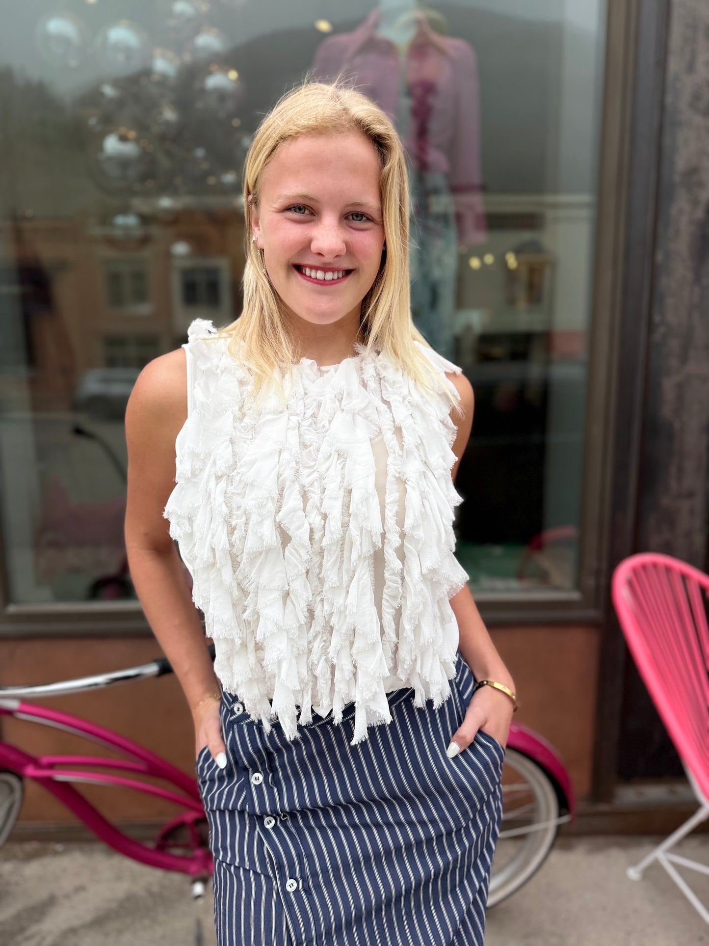 Nude Ruffle Top