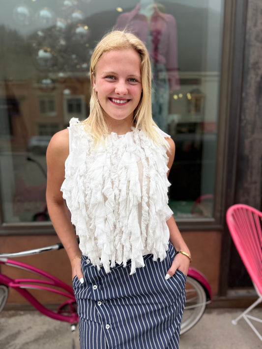 Nude Ruffle Top