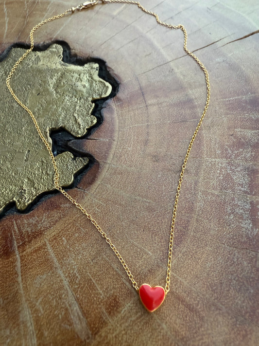 Ruby & Violet Heart Enamel Necklace
