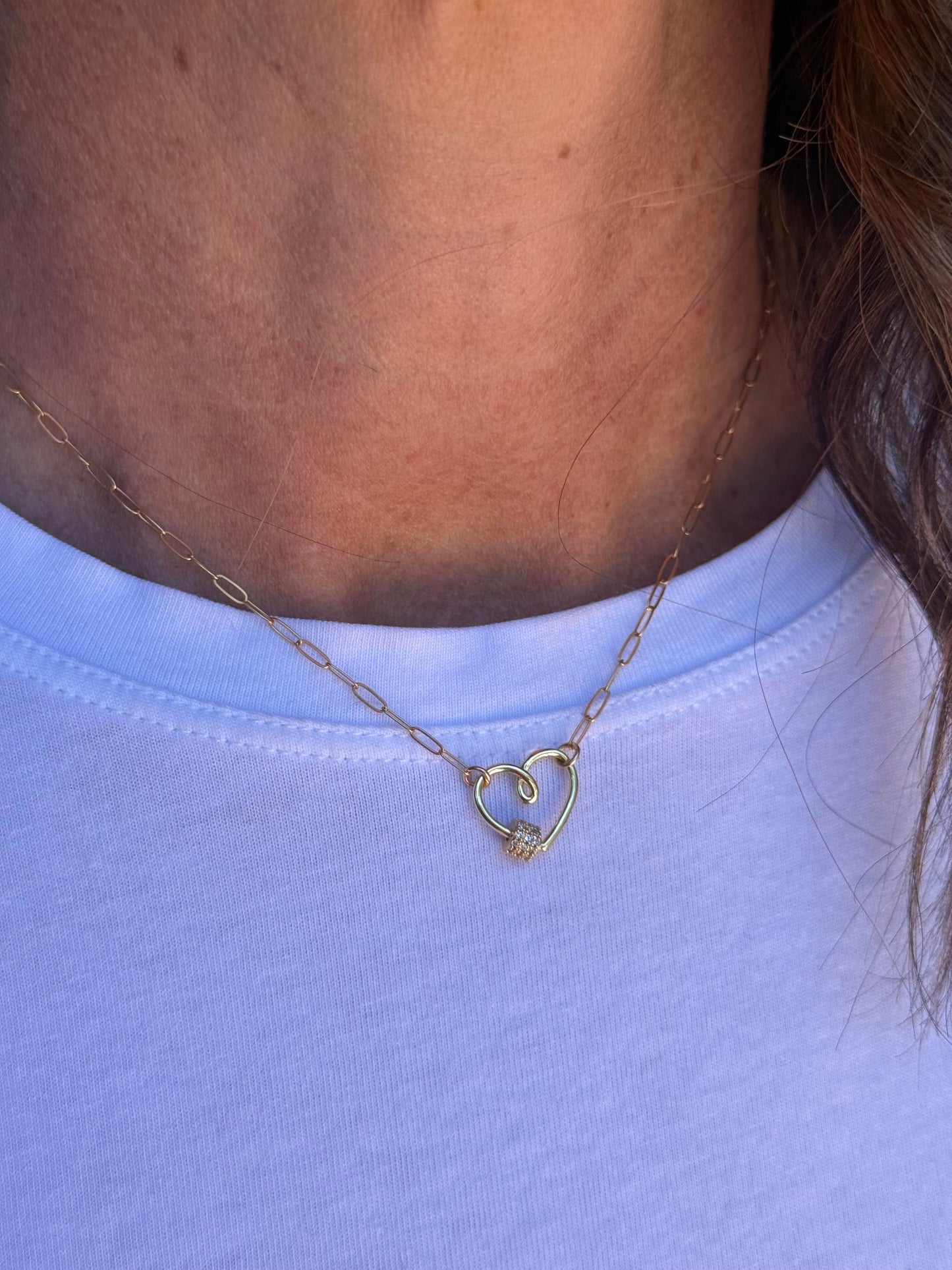 Ruby & Violet Pave Heart Lock Necklace