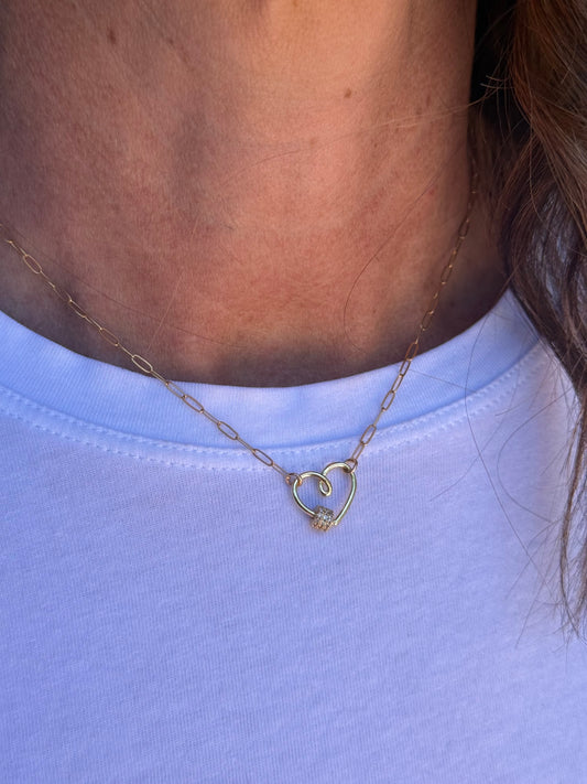Ruby & Violet Pave Heart Lock Necklace